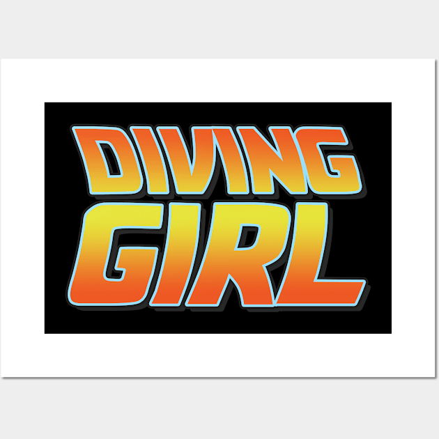 Diving girl vintage design. Perfect present for mom mother dad father friend him or her Wall Art by SerenityByAlex